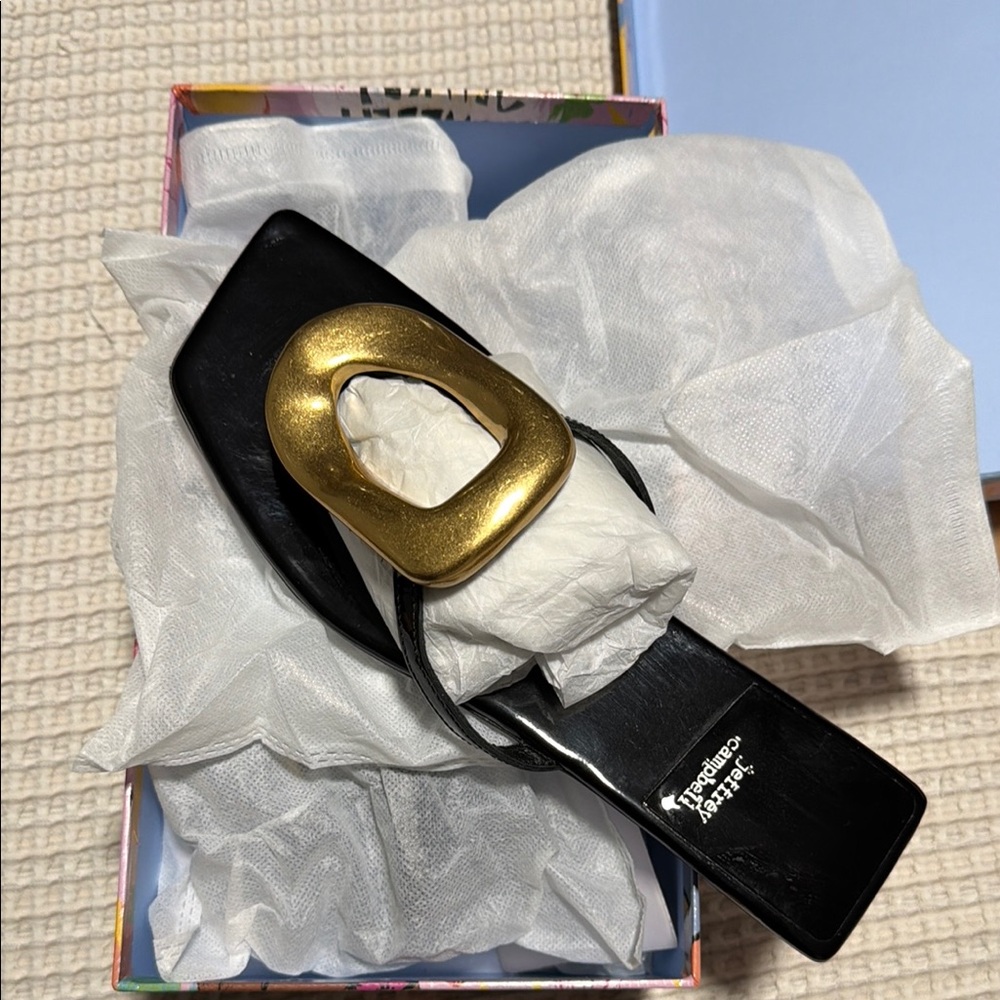 Jeffrey Campbell Black Sandals with Gold Accent